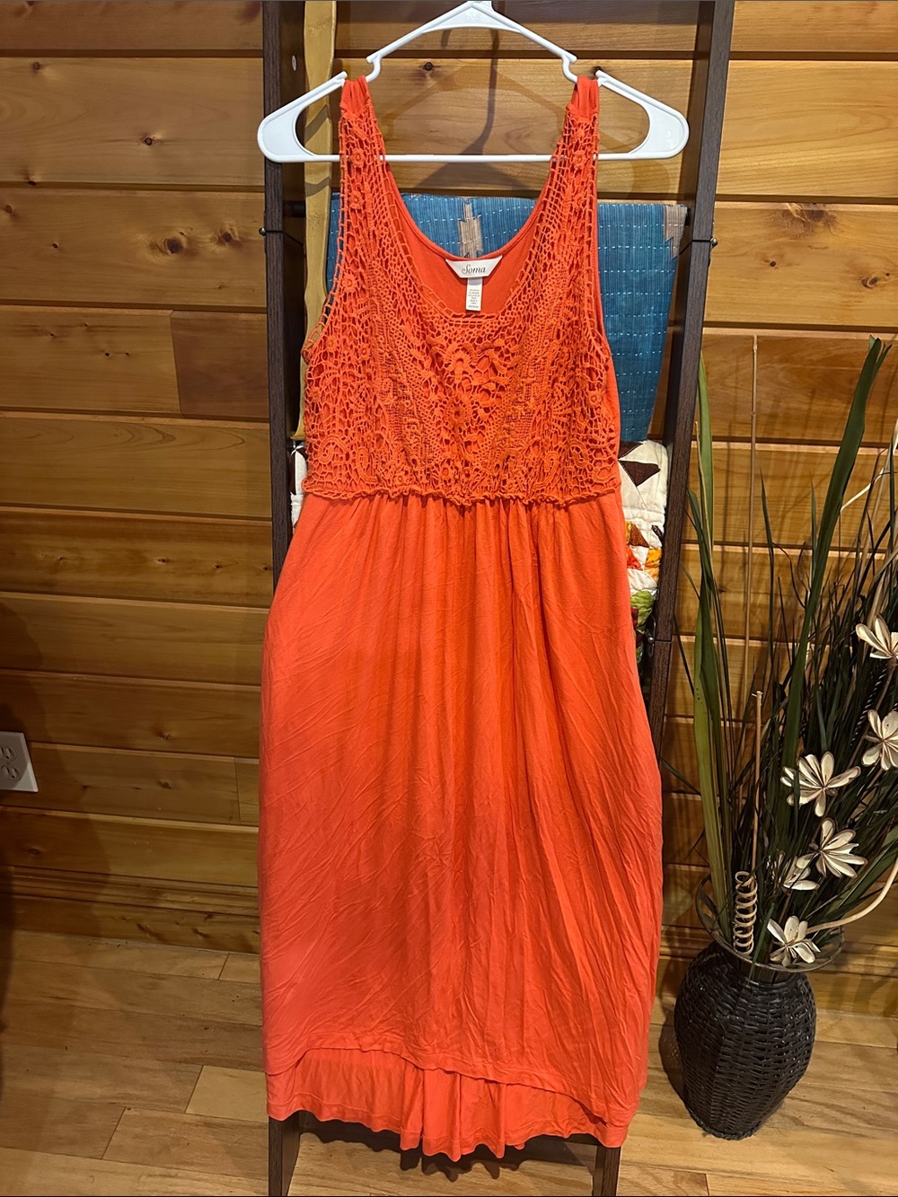 Soma Orange Crochet Bodice Maxi Dress